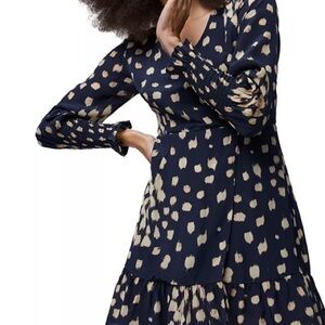 French Connection Black and Cream Longsleeve Mini Dress